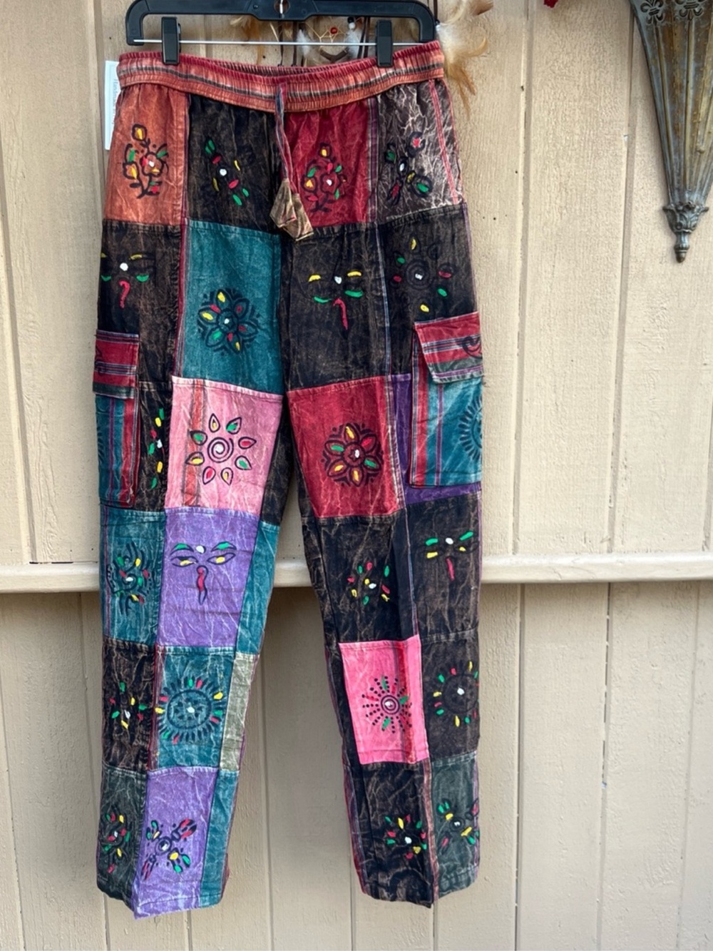 NWT patchwork Hippy Cotton Festival Trouser Boho Yoga Pant Wide Leg  Nepal L/XL